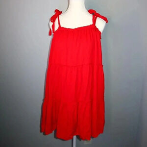 Gilli Red Tiered Babydoll Dress With